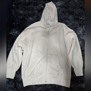 Offline by Aerie Cloud Fleece Full Zip Sweatshirt - L - Heather Frost/Cream- NWT